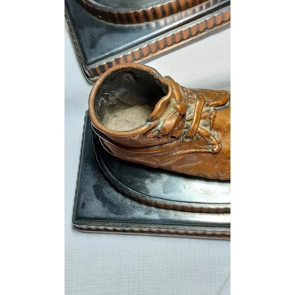 Vintage Bronze Copper Baby Shoe Bookends‎